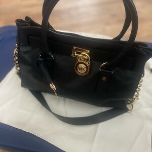 Michael Kors Black Satchel with Gold Accents